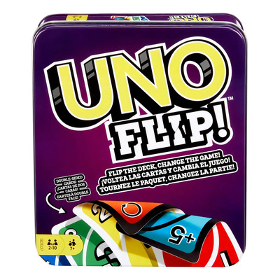 Juego De Cartas Uno Flip Caja Metálica De 2 A 10 Jugadores | Envío gratis