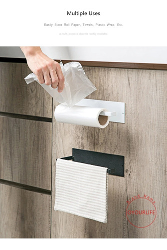 Porta Toalla Nova Rollo Papel Absorbente Acero Cocina Adhesi