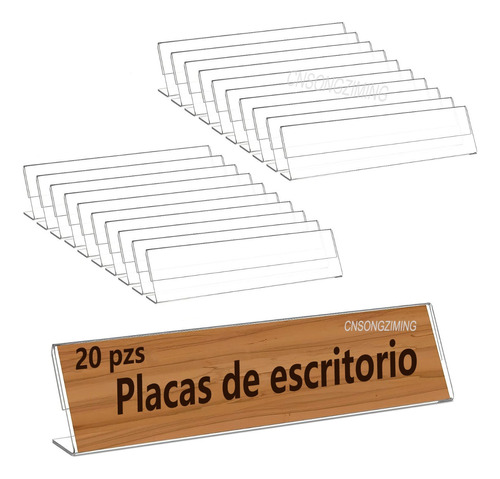 Porta Precio Y Nombre Acrílico 20.5x5.5cm Para Escritorios