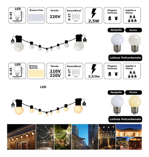 Varal De Luz 10 Metros 10 Lâmpadas De Led Inclusas Direto De Fabrica