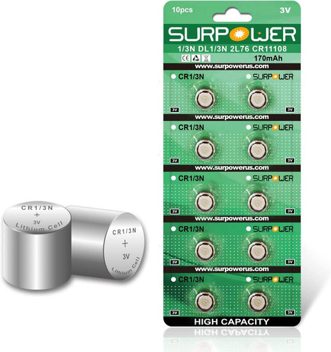 Paquete De 10 Baterias De Litio Surpower Cr1/3n 3v
