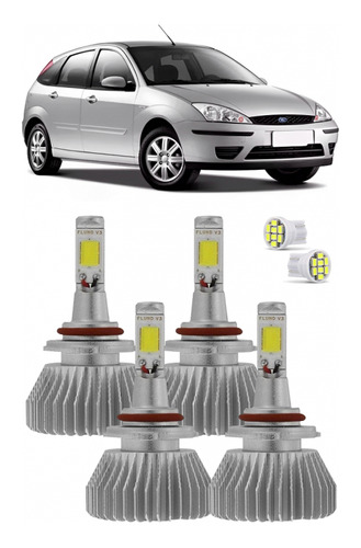 Jogo Lampada Super Led Farol Focus 2004 A 2008 6000k H1 H7