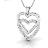 Collar Con Colgante De Doble Corazón De Diamantes - Ctw (cer