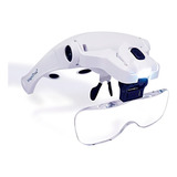 Lupa Óculos 2 Leds Para Cabeça 5 Lentes Portátil Estética