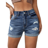 Shorts Vaqueros De Verano Rasgados Para Mujer