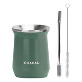 Kit Terere Bomba Cuia Térmica Chacal Verde 236ml