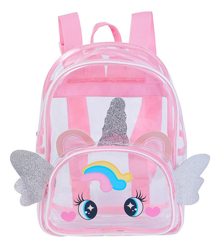 Mochila Escolar Con Forma De Unicornio Para Niña, Transparen