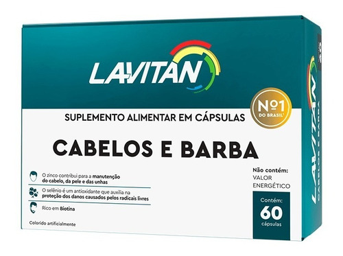 Lavitan Cabelos E Barba 60 Capsulas Com Vitamina B7(biotina)