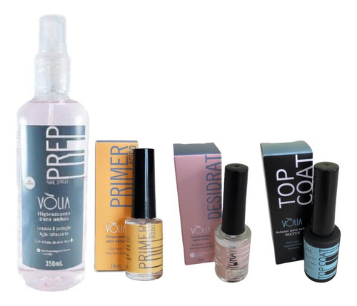 Kit Volia Top Coat + Prep 350ml + Desitrat + Primer Acido