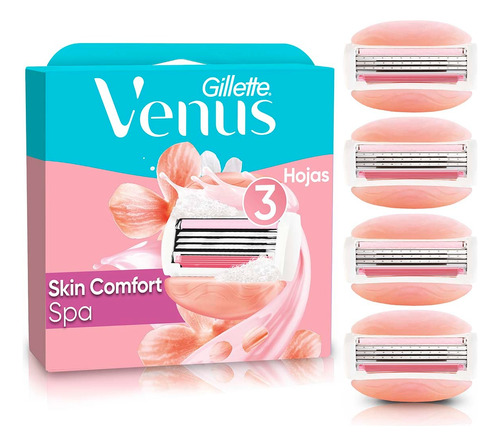 Cartucho Rastrillo Mujer Gillette Venus Spa, 4 Unidades