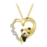 Collar Cadena Para Mujer Oso Panda En Plata Y Chapado En Oro