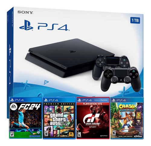 Playstation 4 Slim 1tb + 2 Controles + 4 Super Juegos