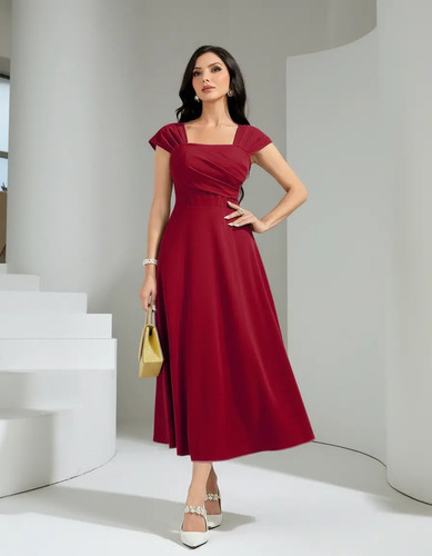 Vestido Envolvente De Cuello Cuadrado Elegante Para Mujer | MercadoLibre