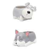 2pcs Cão Desenhos Animados Animal Cacto Suculento Vaso De