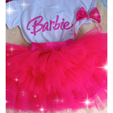 Saia De Tule Em Camadas, Camisa Personalizada E Tiara Barbie