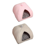 2 Uds Cueva De Felpa Cama Para Rosa Mediano Gris Pequeño