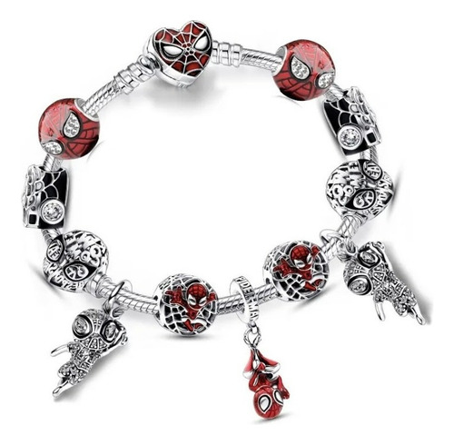 Pulsera Compatibl Pandor Spiderman Avenger Hombr Araña Charm