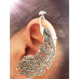 Arete De Plata .925 De Oreja Completa (earcuffs) Pavo Real