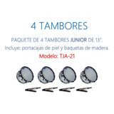 4 Tambores Junior Aros De Plastico Piola Blanca Tja-21