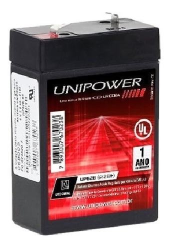 Bateria Selada 6v 2,8ah Unipower Up628 2.8ah Brinquedo Alarm