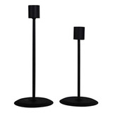 Candelabros De Metal Negro Para Velas Conicas Mesa Romanti