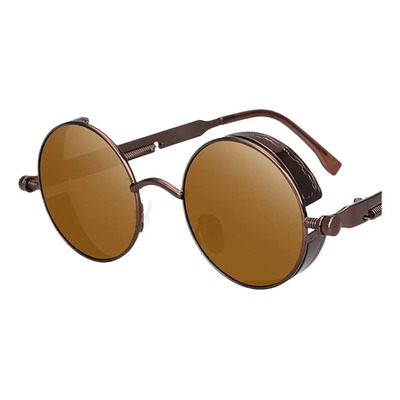 Retro Gothic Steampunk Circle Sunglasses For Taupe