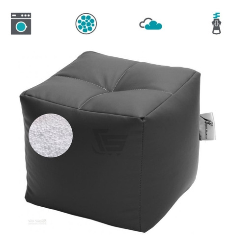 Puff Silla Reposapies Cuadrado Ecocuero Adulto Promo