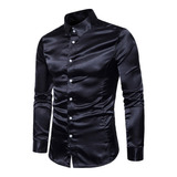 Z Hombre Blusa Camisa Alta Ab1169 Calidad Casual Moda Brilla