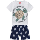 Conjunto Kyly Infantil Bebê Masculino Verão Tartaruga P A 8