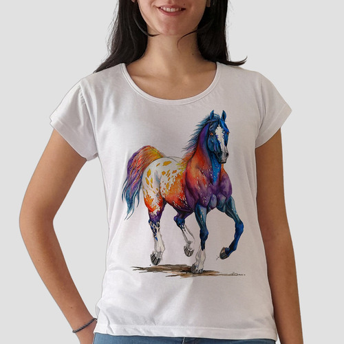 Remera Caballo Dibujo Animales 2 Mujer Purple Chick