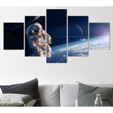 5 Cuadros Canvas Astronauta Espacio Planeta Arte 100x56cm