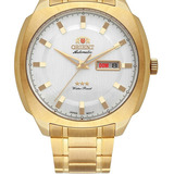 Relógio Orient Masculino Dourado Automático Três Estrelas Cor Do Fundo Branco