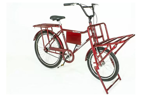 Bicicleta Cargueira  Pesada Com Aro Aero Multiuso Vermelha