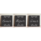 Plaquinha Placa Quadro 30x30cm Comer Rezar Amar Viagem