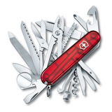 Victorinox Navaja De Bolsillo Swiss Champ, 33 Usos Color Rojo Traslúcido