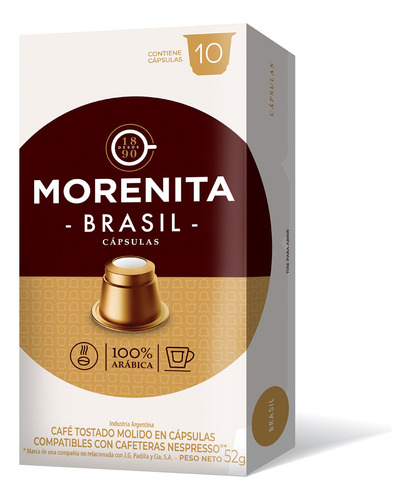 Caja 10 Capsulas Cafe Brasil La Morenita Para Nespresso