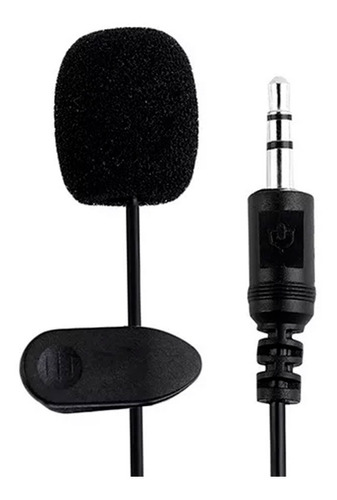 Mini Microfono Grabación Clip 3.5 Mm Celular Pc Cámara Negro