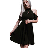 Vestido Mujer Estilo Gótico Punk Negro Retro Off Shoulde 334