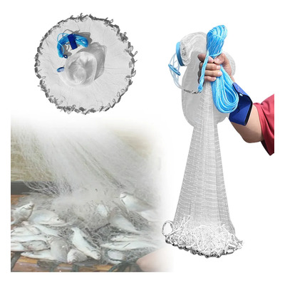 Mrelihlm Atarraya de Pescar 3m Blanco, Red Manual para Arrojar, Ideal para Pesca Deportiva y Comercial, Alta Resistencia y Durabilidad, Perfecta para Playa y Río | Envío gratis