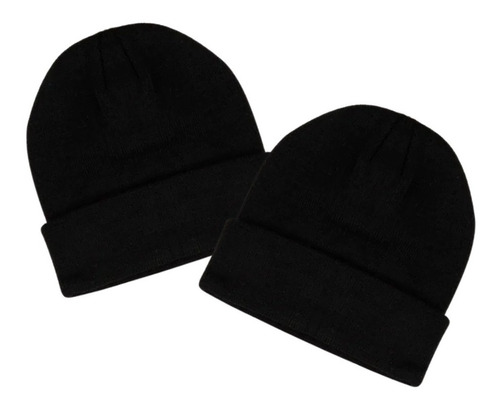  Toca Masculina De Frio Inverno Lã Preta Gorro Liso