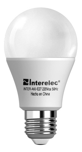 Foco Lámpara Led Interelec 15w = 125w Bulbo A60 Luz Cálida Amarilla Reemplazo Halógena Bajo Consumo Rosca E27