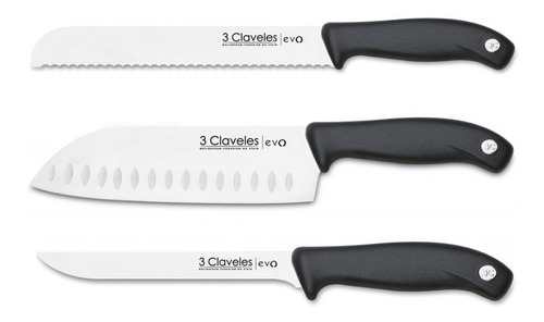 Set Combo 3 Cuchillos 3 Claveles Evo Chef Pan Santoku Deshue