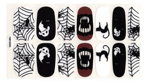 Adesivo De Arte De Unhas De Halloween Preto E Branco Color S