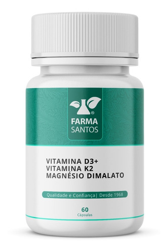 Vitamina D3 + Vitamina K2-mk7 +magnésio Dimalato 60 Cápsulas