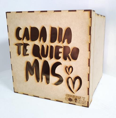 Caja De Madera Mdf 25 X 25 Cm San Valentin Te Amo Te Quiero