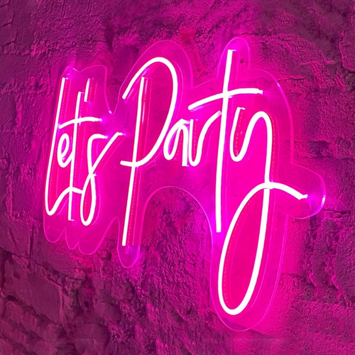 Placa Led Neon  Let's Party - Vamos Festejar 60cm Bivolt 
