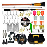 Kit Pesca Baitcasting Huevito Caja Reel Caña Y Accesorios