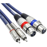 Cable De Audio 2 Xlr 3-pin Hembra A 2 Rca Macho | 3m / Azul