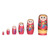 6x Muñecas Rusas De Madera Matryoshka Para Anidar En Casa,