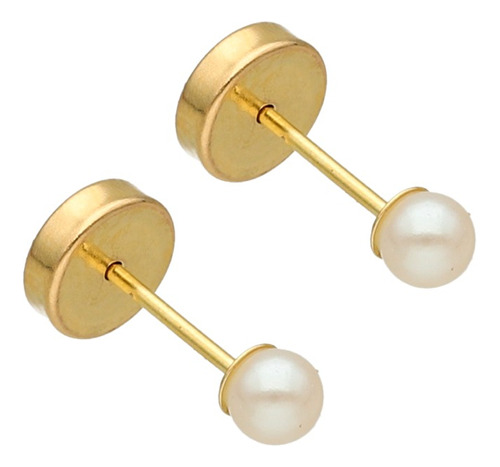 Aros Abridores Oro Lili 18k Perla 3mm Li-110c - En C